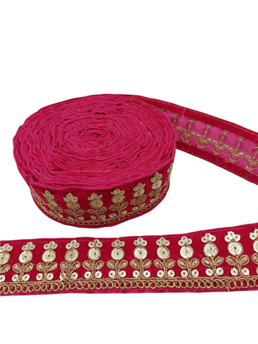 Velvet Floral Embroidered Sequins Trim Indian Sari Border, Sequin Trimming, Sequinned Lace